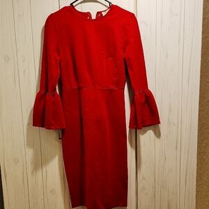 Rachel Parcell Vibrant Red Long Sleeve Dress